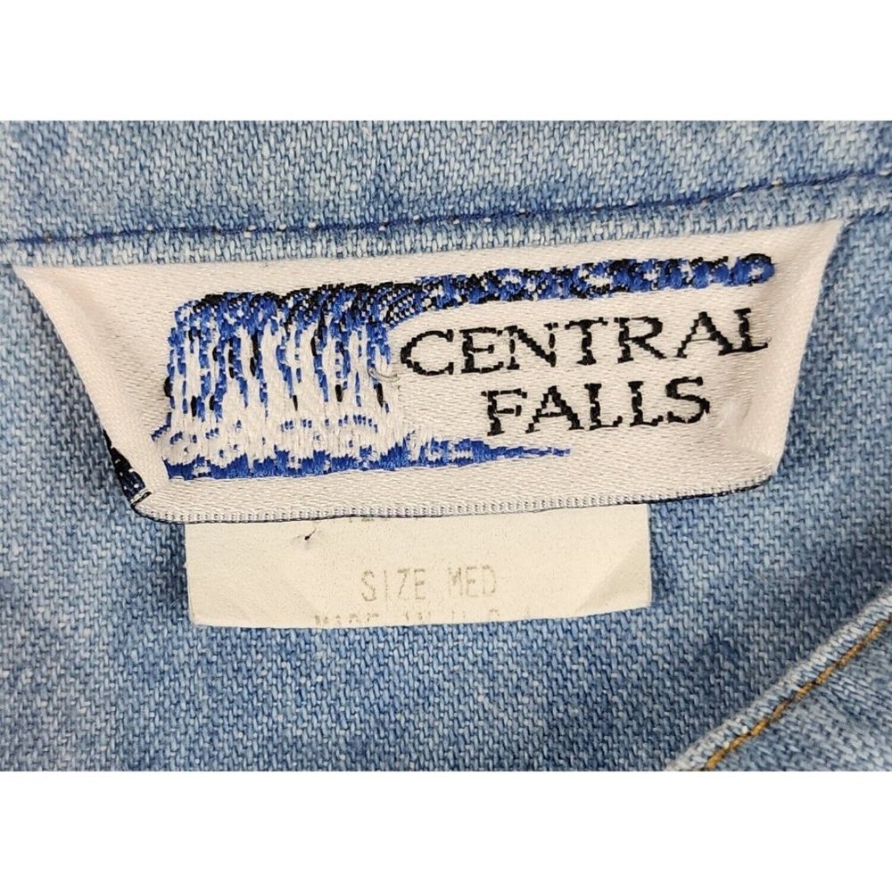 Central Falls Shirt Womens Medium Blue Denim Pleated Worn Grannycore Vintage Top - Picture 5 of 13